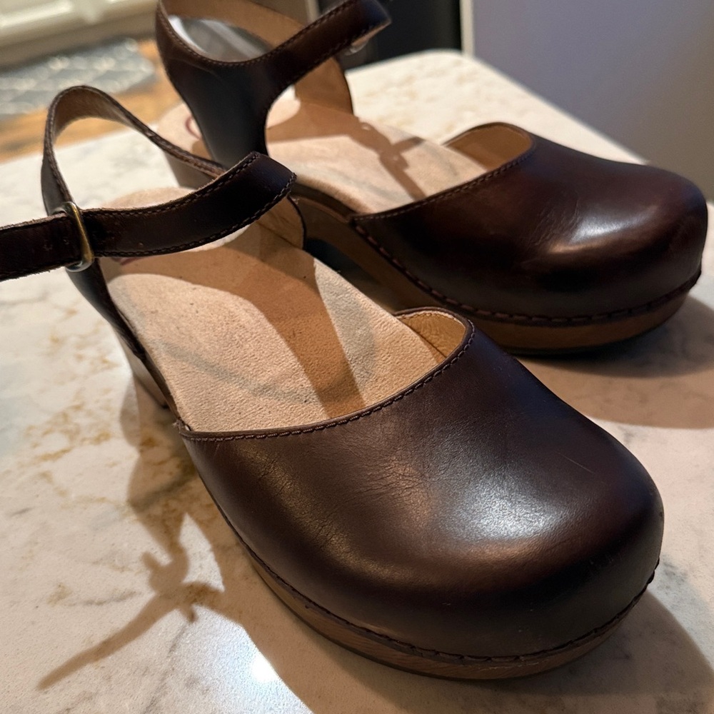 Dansko Dark Brown Kids Mary Jane Slingback Shoes - Picture 2 of 5